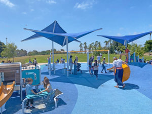 Shaded area or toddlers and small children at Tecolote Shores Mission Bay Park. 